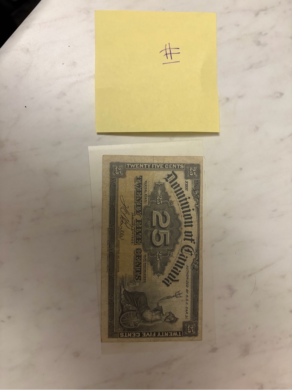 1900 25 cent Dominican paper bill - circulated